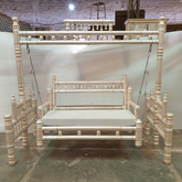 Antique Indian Hand Carved Pearl and Gold Painted Swing